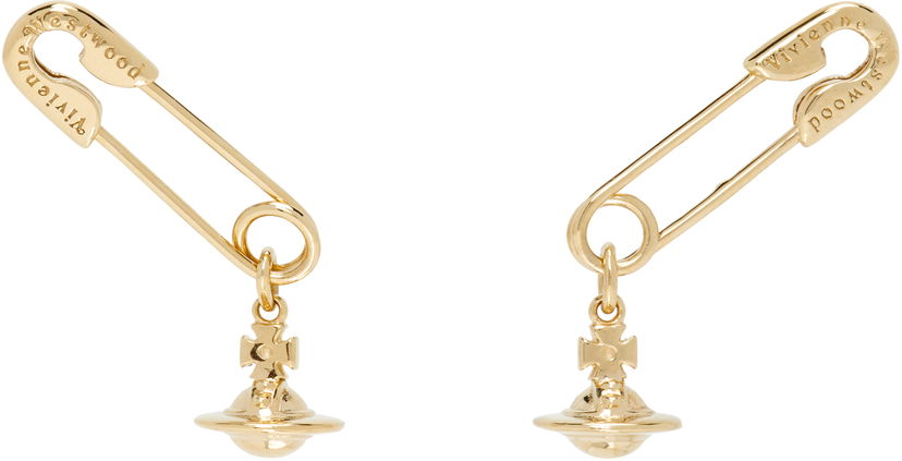 Сережки Vivienne Westwood Vivienne Westwood Gold-Tone Safety Pin Drop Earrings Металік | 6201035Y-01R001-