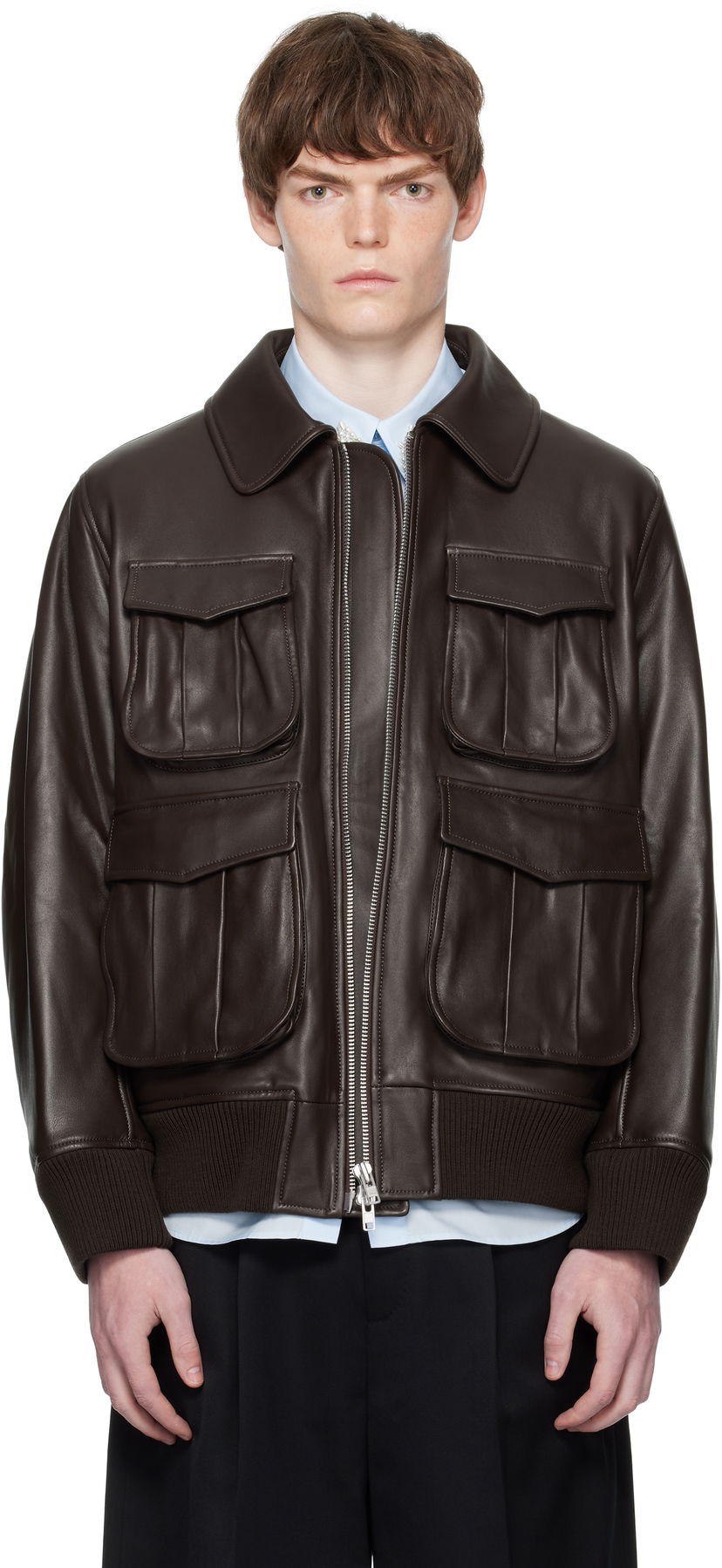 Куртка бомбер Simone Rocha Simone Rocha Oversized Multi-Pocket Aviator Jacket Коричневий | 6130 0456