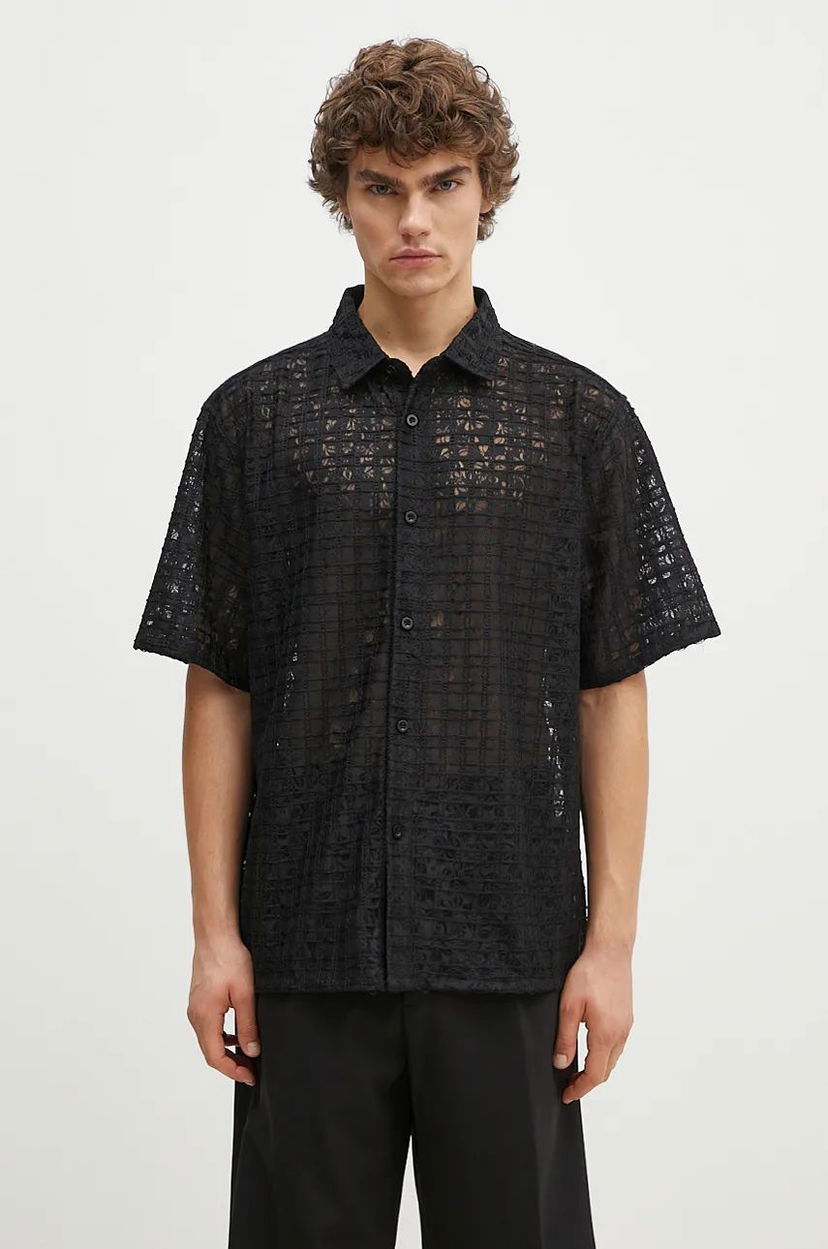 Сорочка Pleasures Lacy Button Down Shirt чорний | P24F050
