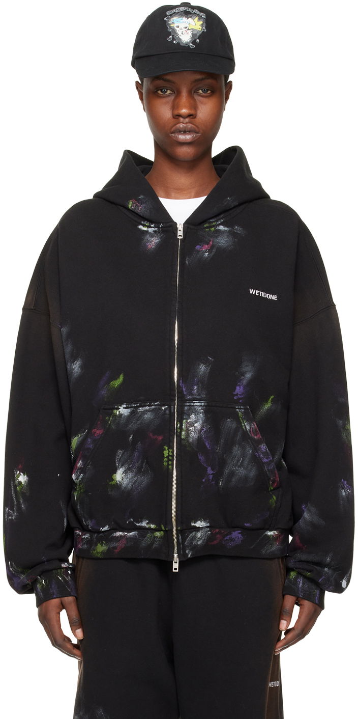 Світшоти We11done Painted Zip-Up Hoodie чорний | WD-TJ0-24-777-U-BK
