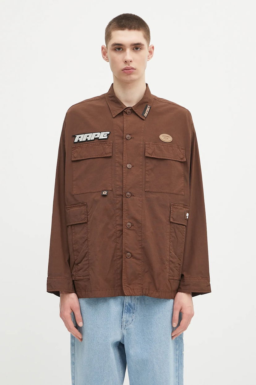 Сорочка AAPE by A Bathing Ape AAPE Main Long Sleeve Shirt Коричневий | AAPSTM8501XXN