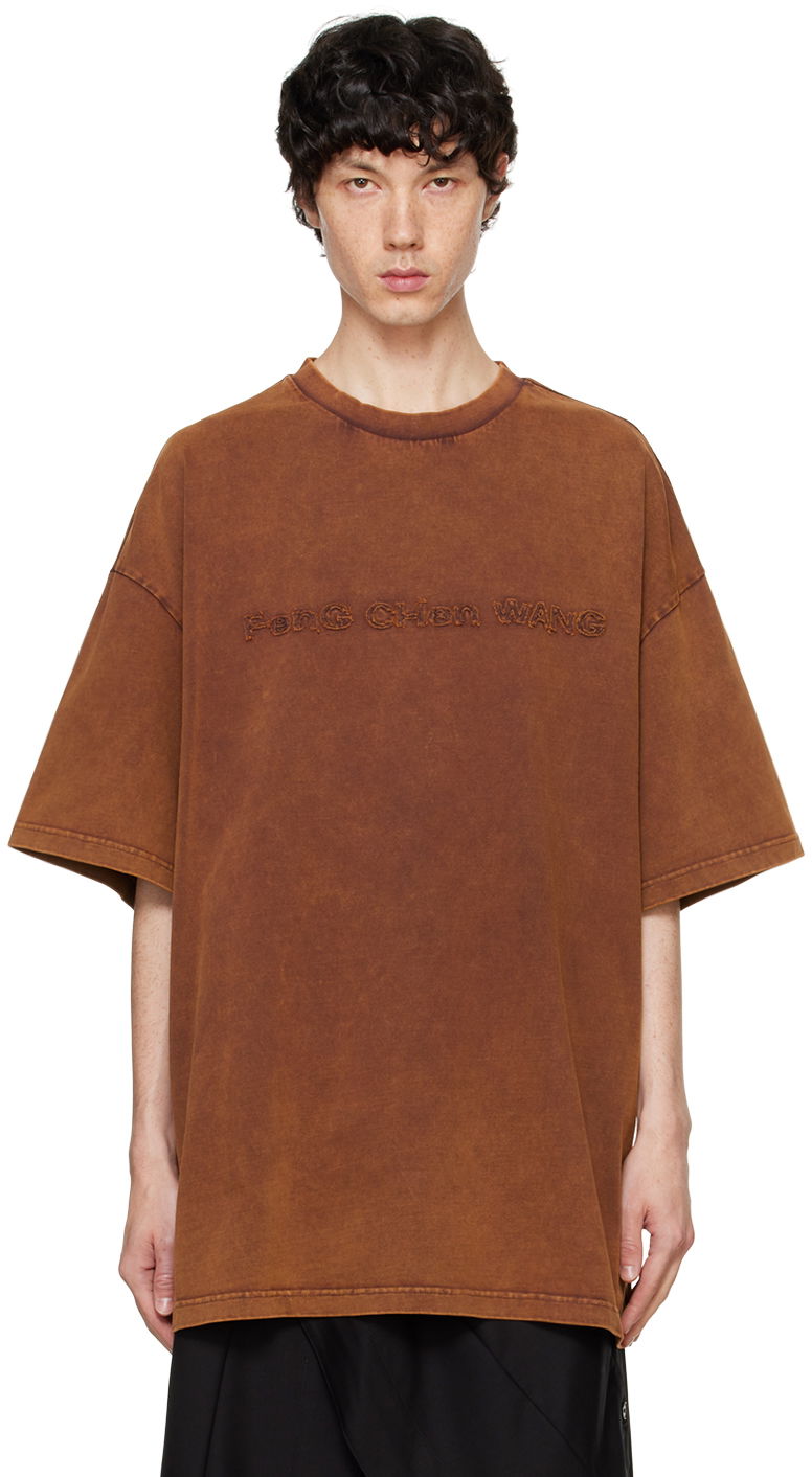 Футболка Feng Chen Wang Feng Chen Wang Washed Logo T-Shirt Коричневий | FUF18TS07