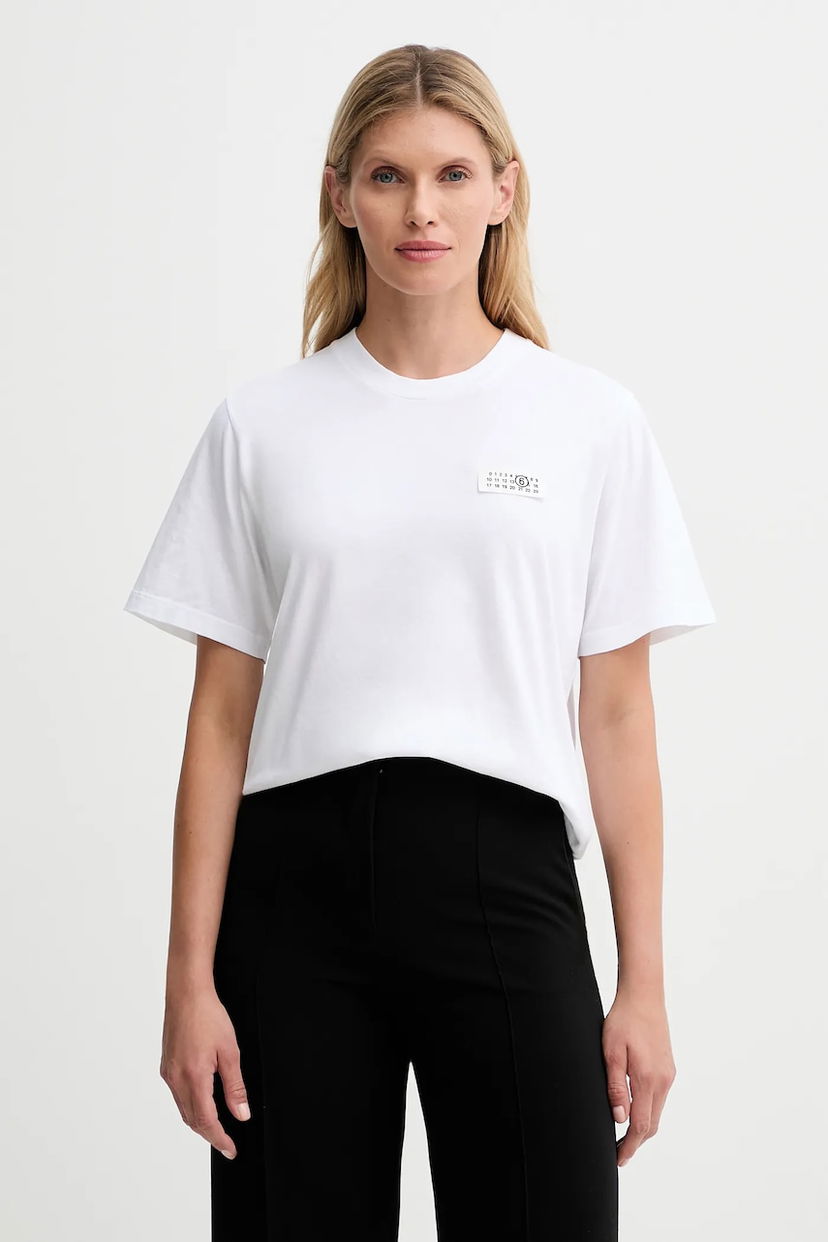 Футболка Maison Margiela MM6 Maison Margiela Short-Sleeve Numerical Logo Patch T-Shirt білий | S62GD0210.M20115.100