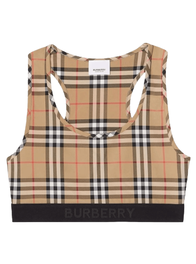 Кроп-топи Burberry Logo Detail Vintage Check Bra Top бежевий | 8049477