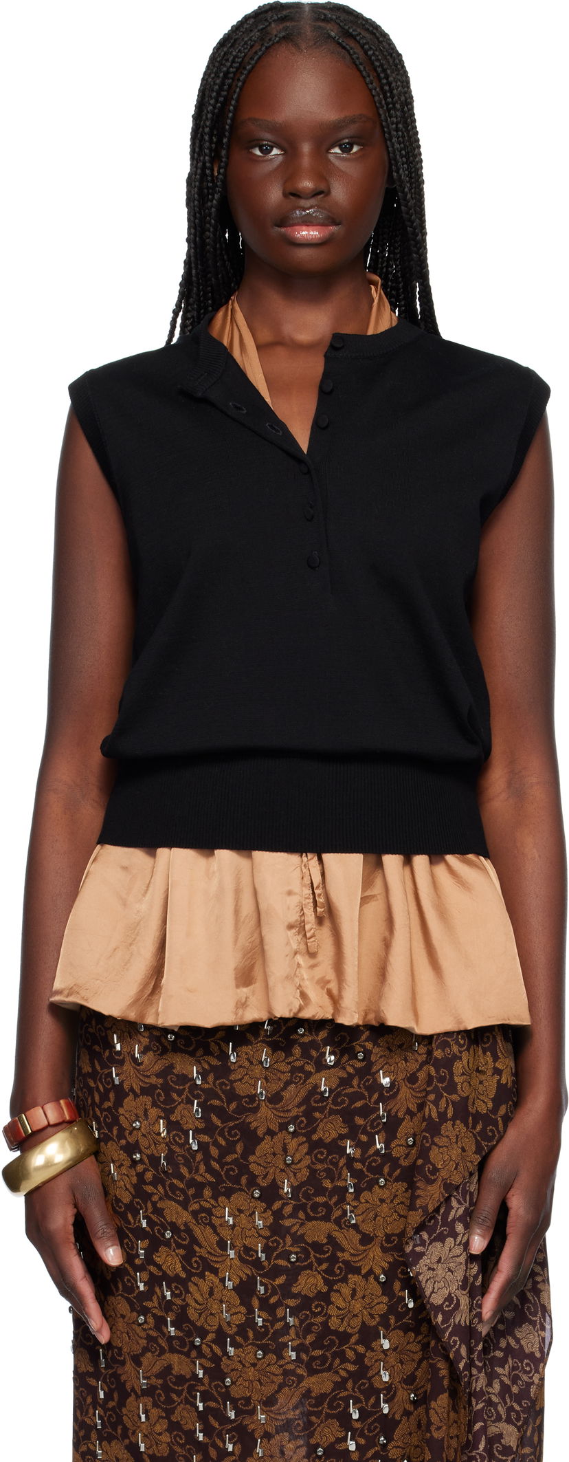 Cветр Dries Van Noten Dries Van Noten Sleeveless Peplum Sweater чорний | 251-011206-1702