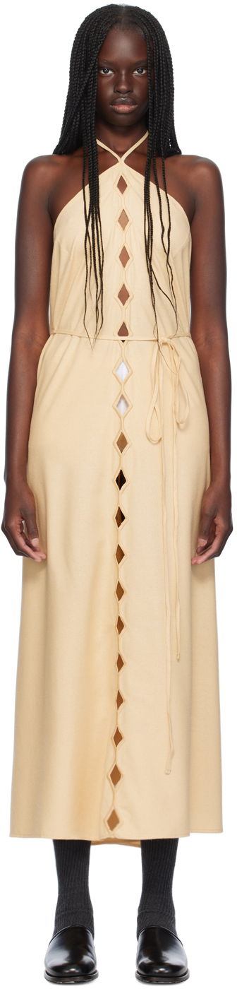 плаття Baserange Halterneck Cutout Maxi Dress бежевий | DRCEL-WS-AU24