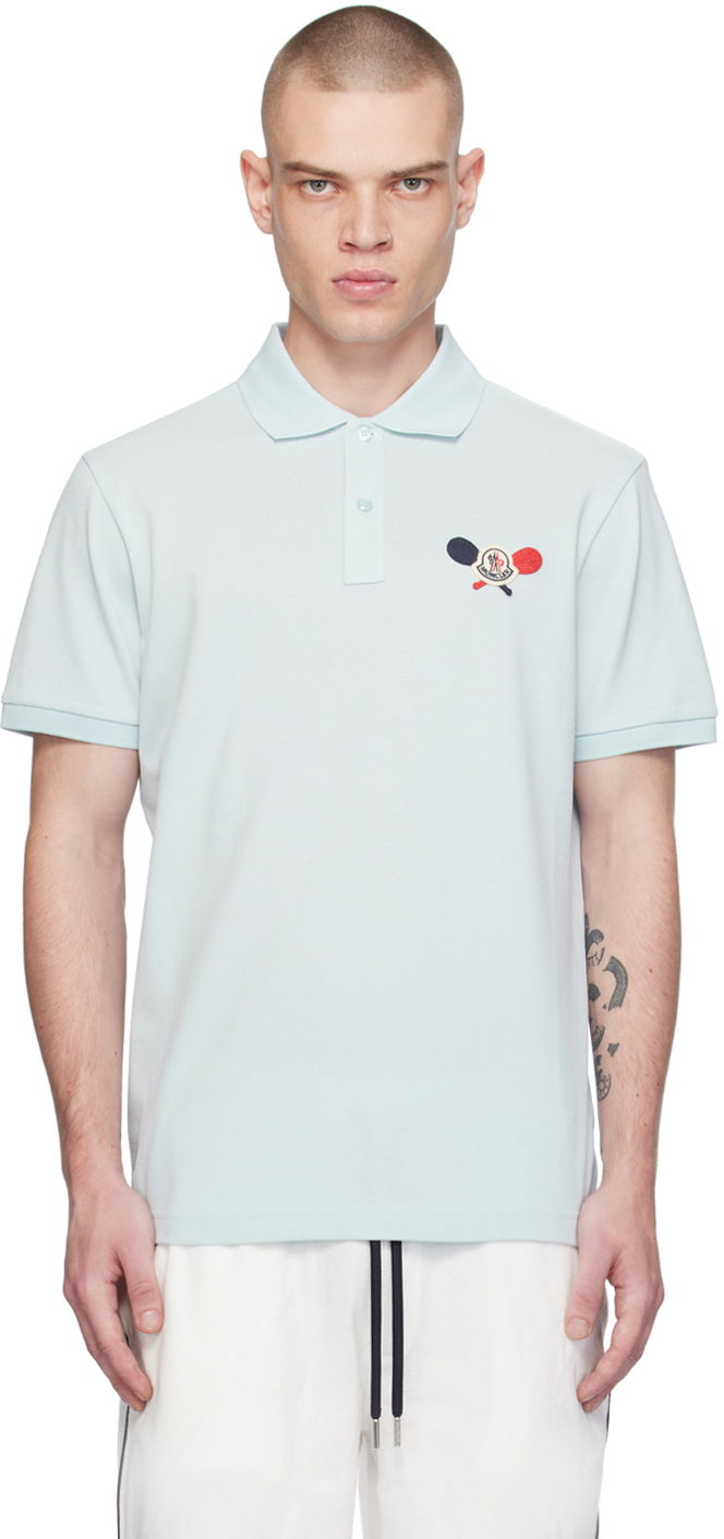 Сорочка поло Moncler Appliqué Polo Синій | J10918A0000989A16