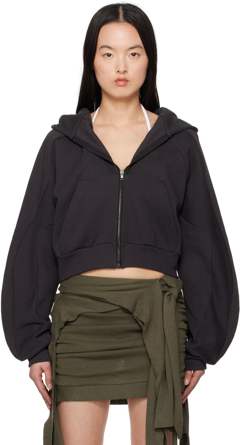 Світшоти Ottolinger Ottolinger Multiline Zip Cropped Hoodie чорний | 11560041501