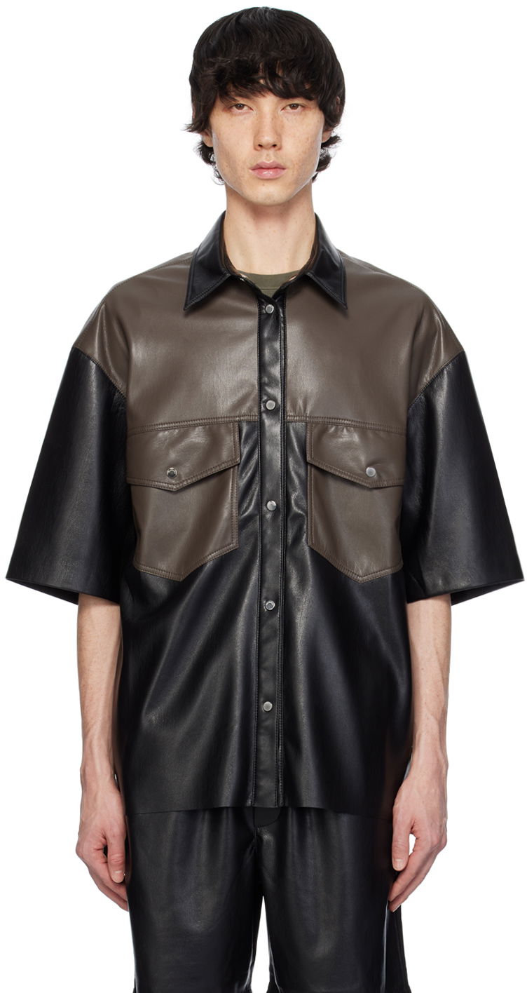 Сорочка Nanushka Mance Vegan Leather Shirt чорний | NM24RSSH01578