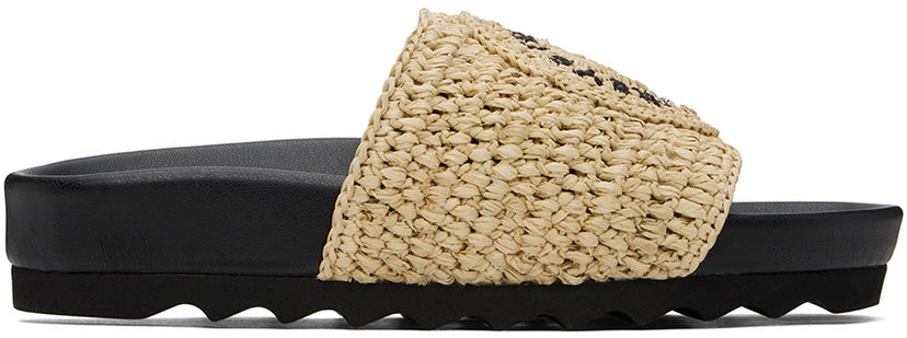 Кросівки та взуття Stella McCartney Elyse Raffia Logo Slides чорний | 810387AFACL0