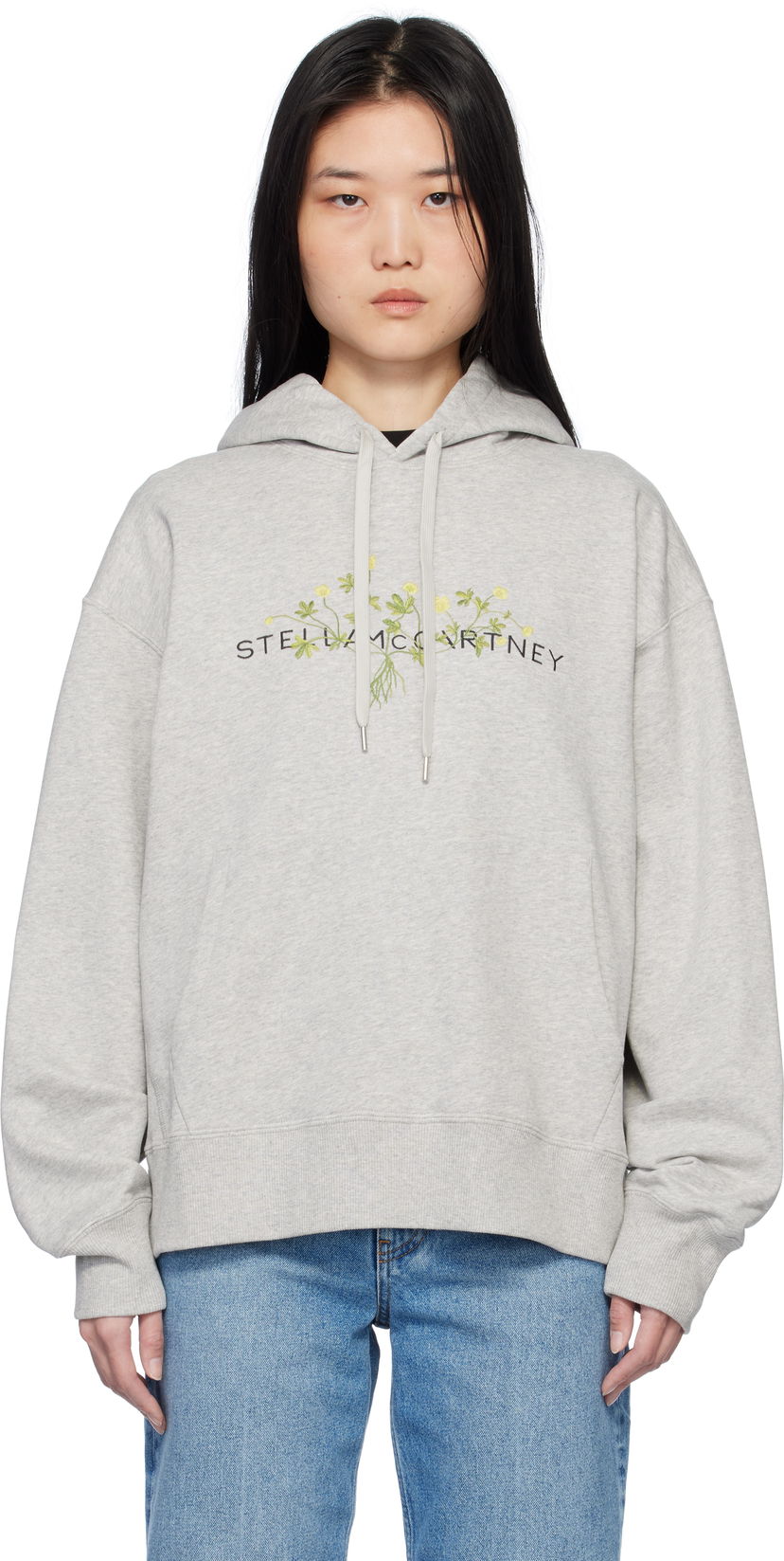 Світшоти Stella McCartney Floral Embroidered Hoodie Сірий | 6J03683SPZ65
