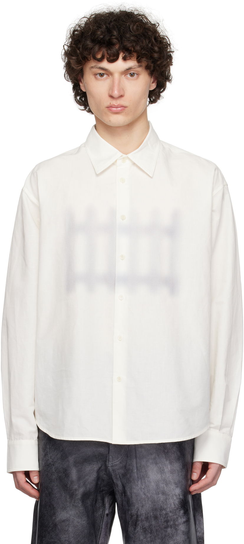 Сорочка JW Anderson JW Anderson Fence Print Boxy Shirt білий | SH0362-PG1698