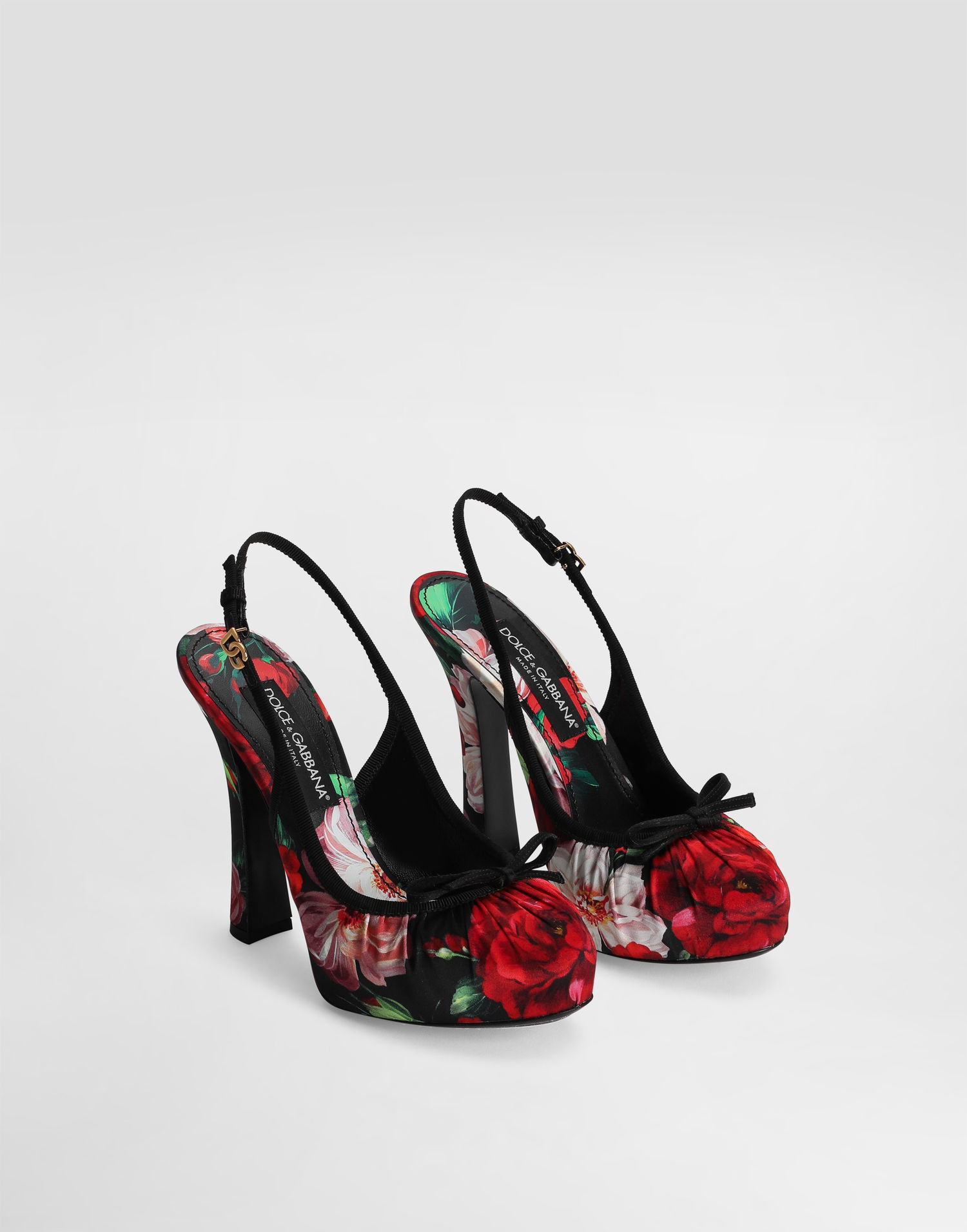 Аксесуари Dolce & Gabbana Dolce & Gabbana Satin Slingbacks With Floral Print Різнокольоровий | CG0927AD645HN5PD, 1