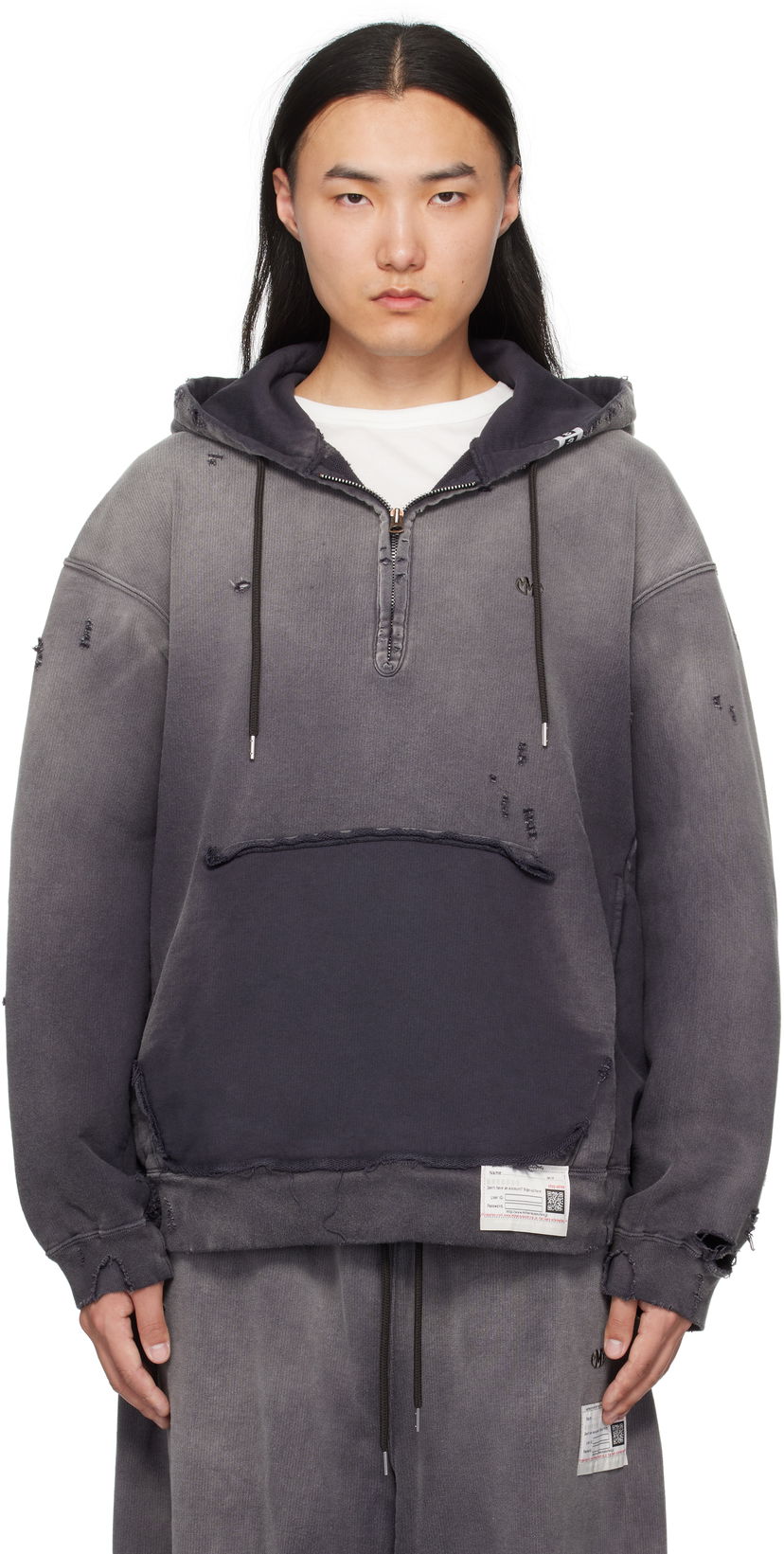 Світшоти Maison MIHARA YASUHIRO Maison MIHARA YASUHIRO Sun Faded Half Zip-Up Hoodie Сірий | A14HD532