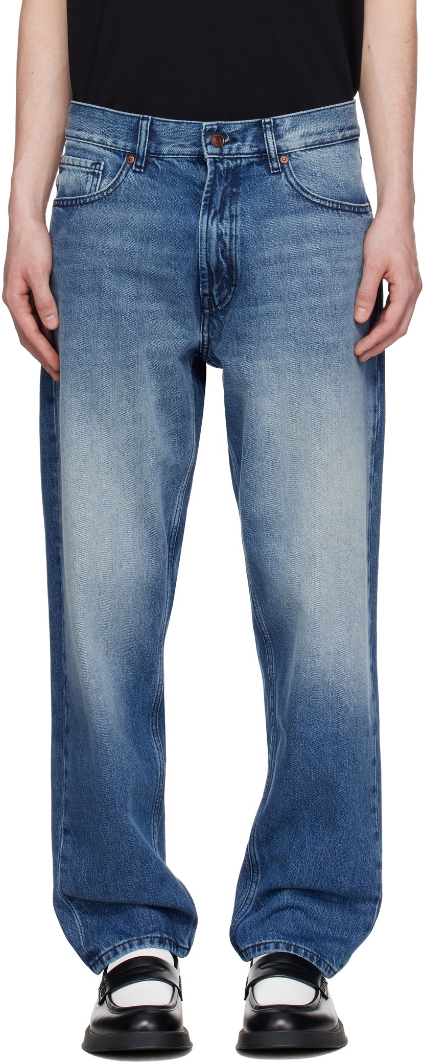 Джинси BOSS Hugo Relaxed Tapered-Fit Jeans Синій | 50537707