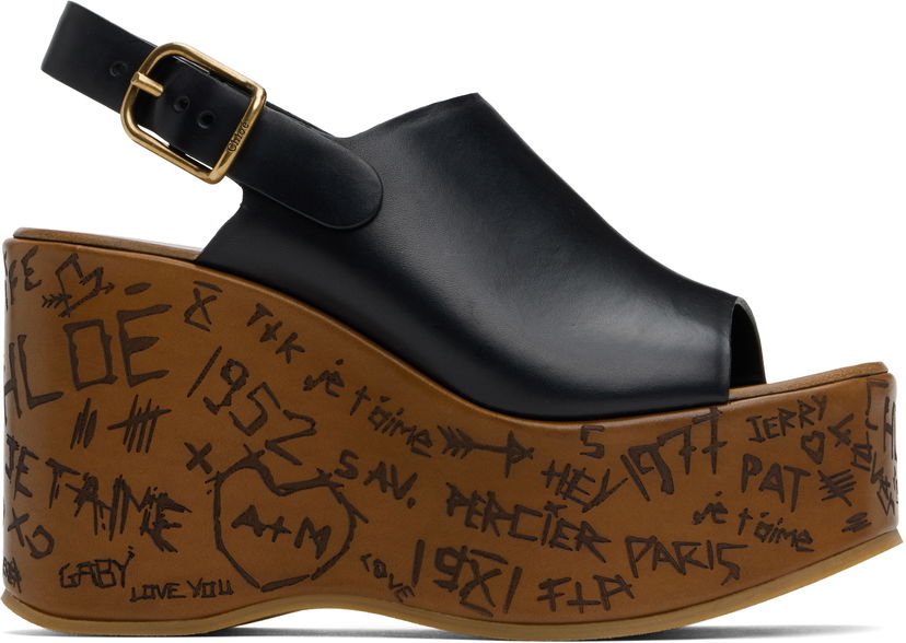 Догляд за взуттям CHLOÉ Chloé Maxime Wedge Sandals чорний | CHC25U10GLU