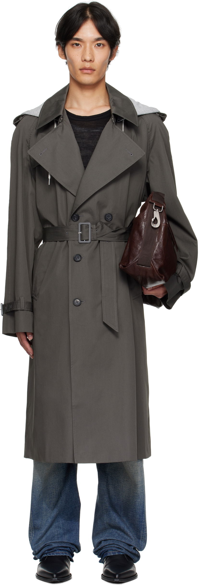 Тренчкот Maison Margiela MM6 Maison Margiela Double-Breasted Trench Coat Сірий | SH0AH0005 M35500