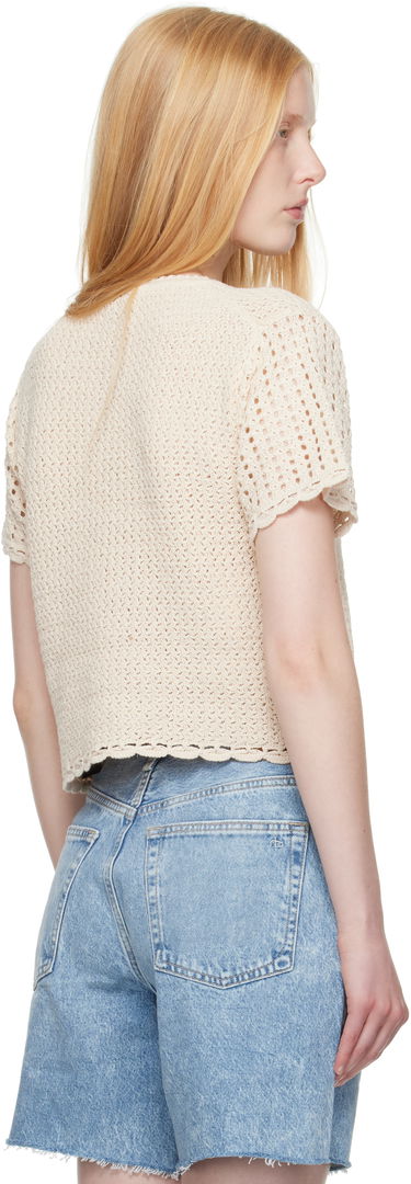 Футболка rag & bone rag & bone Khloe Open Knit Short Sleeve T-shirt бежевий | WAS25P016BR16, 2