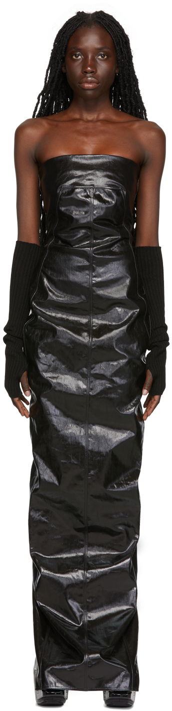 плаття Rick Owens Rick Owens Lacquered Maxi Dress чорний | RP02B6527 SLQ