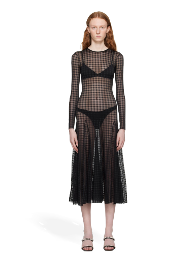 плаття AMI Gingham Midi Dress чорний | FDR208.PA0006