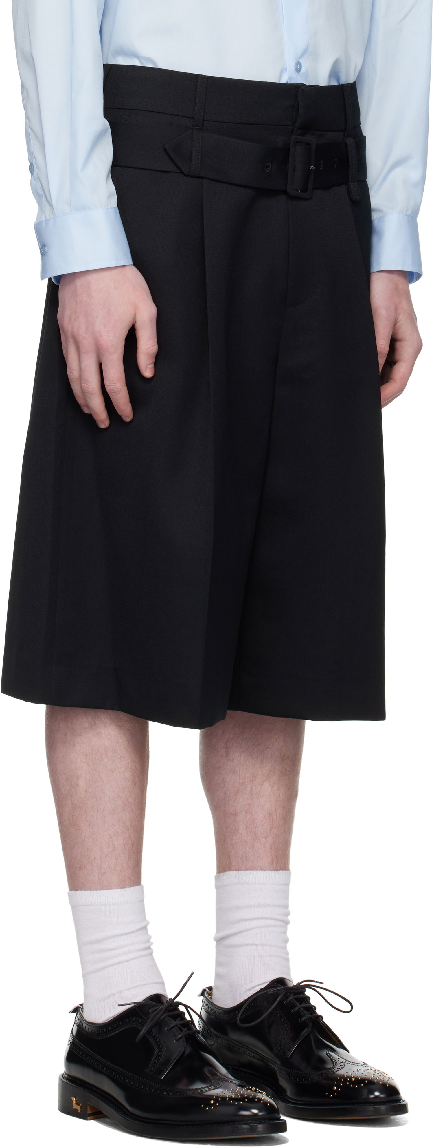 Шорти Simone Rocha Simone Rocha Wide Leg Multi Belt Loop Shorts чорний | 4160 1217, 1