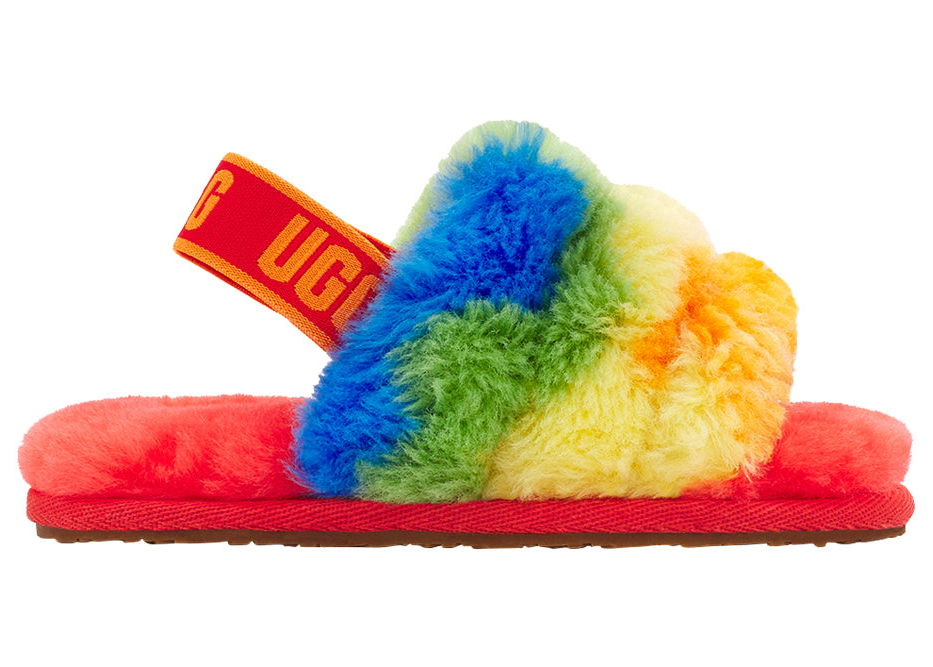 Кросівки та взуття UGG Fluff Yeah Slide Rainbow Stripes Різнокольоровий | 1119841T-RSTR, 0
