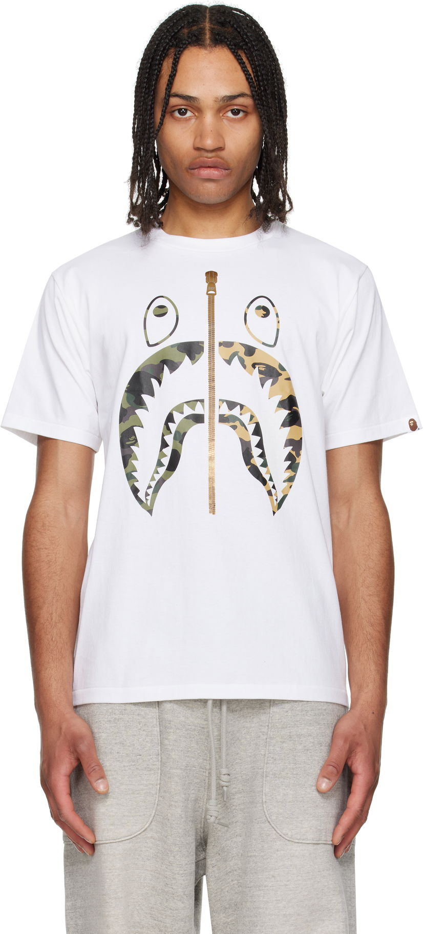 Футболка BAPE A Bathing Ape 1st Camo Separate Shark Graphic T-Shirt білий | 001TEL301018M