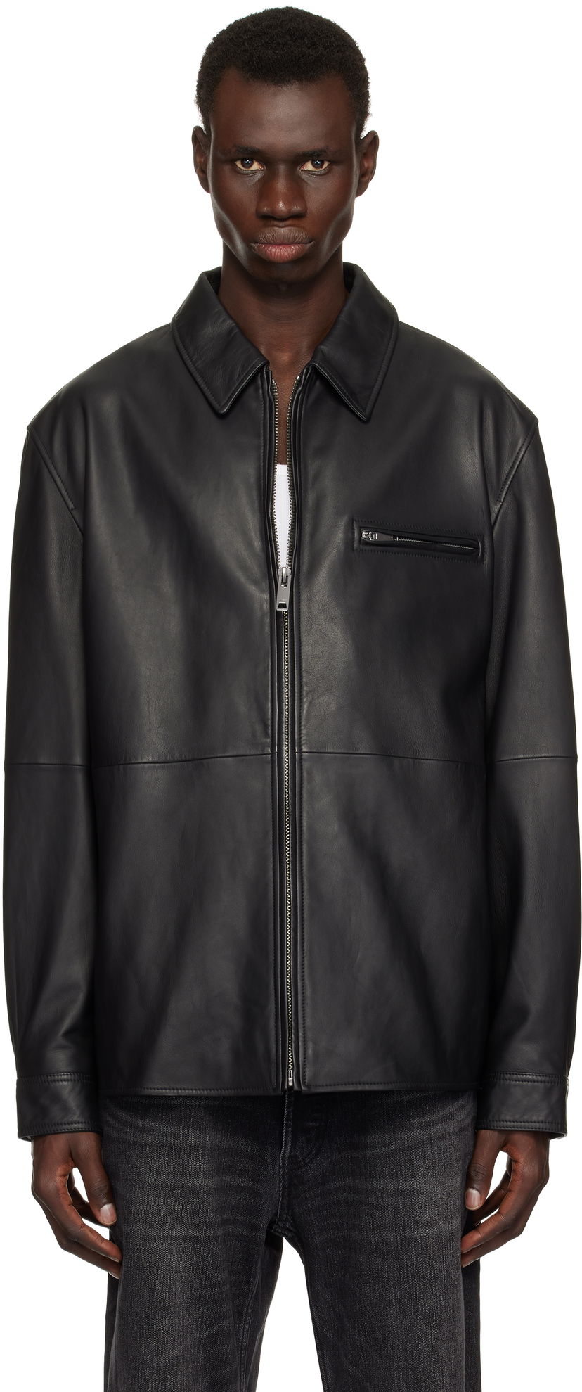 Куртка BOSS HUGO Paneled Leather Jacket чорний | 50530812