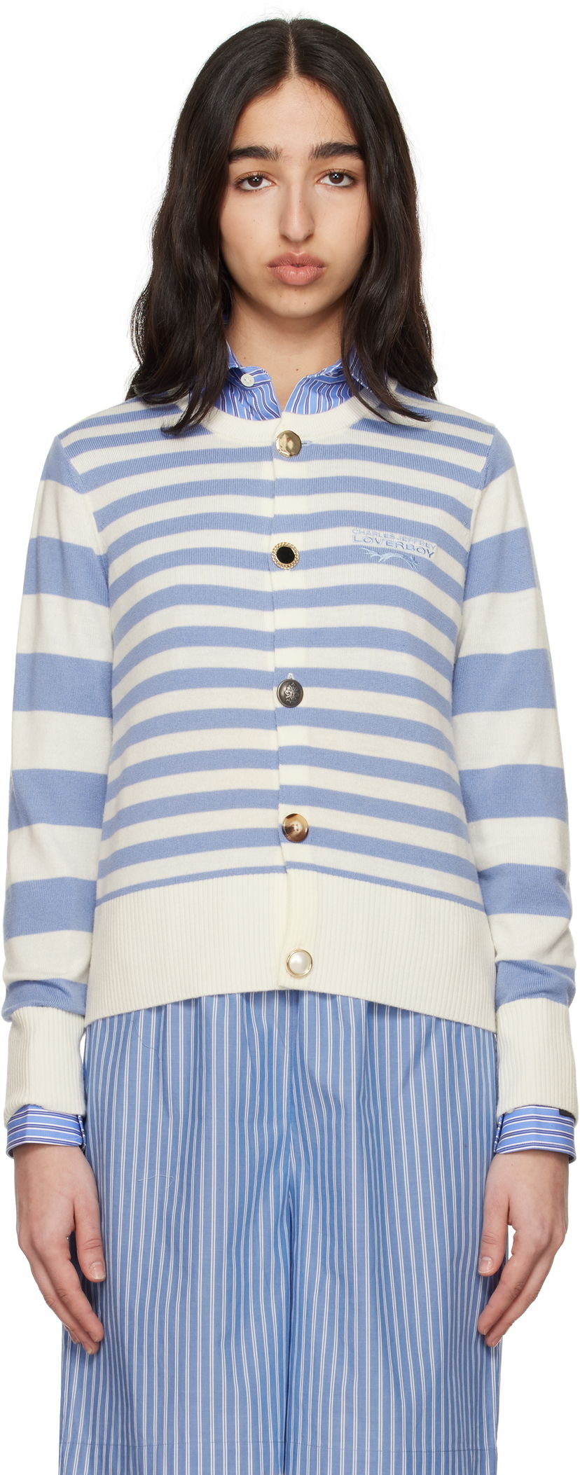 Cветр Charles Jeffrey Loverboy Charles Jeffrey LOVERBOY Striped Knit Cardigan Синій | 54090201