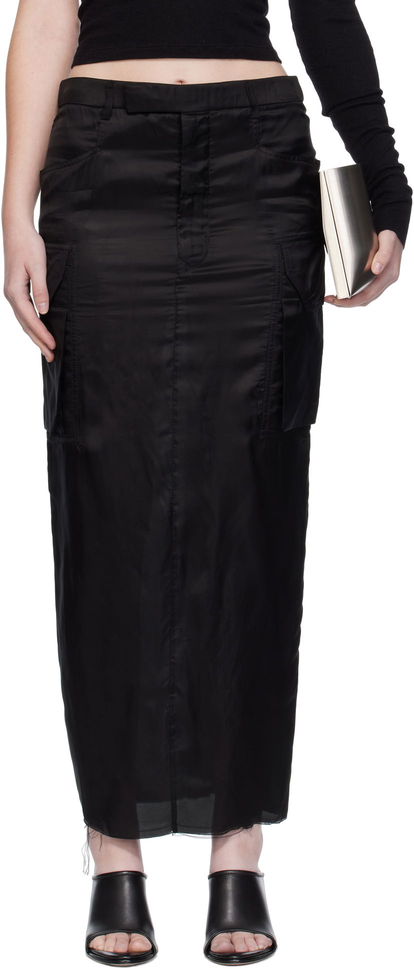 Спідниця Rick Owens Rick Owens Firbanks Midi Cargo Skirt чорний | RP02E4379 K