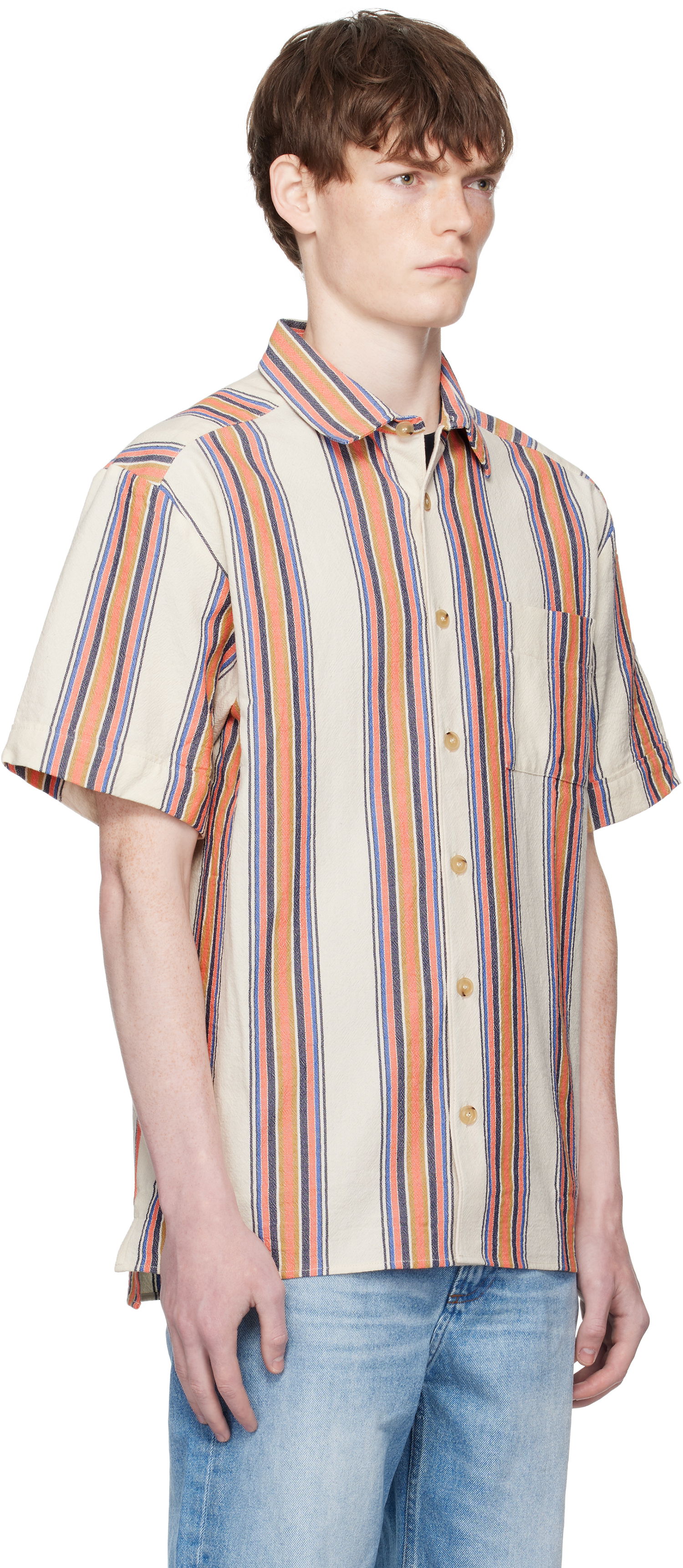 Сорочка A.P.C. A.P.C. Ross Striped Linen Short-Sleeve Button-Down Shirt Різнокольоровий | COHIA-H12541, 1