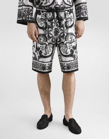 Шорти Dolce & Gabbana Dolce & Gabbana Majolica Print Silk Twill Shorts білий | GV37ATHI1S6HX5DQ, 3
