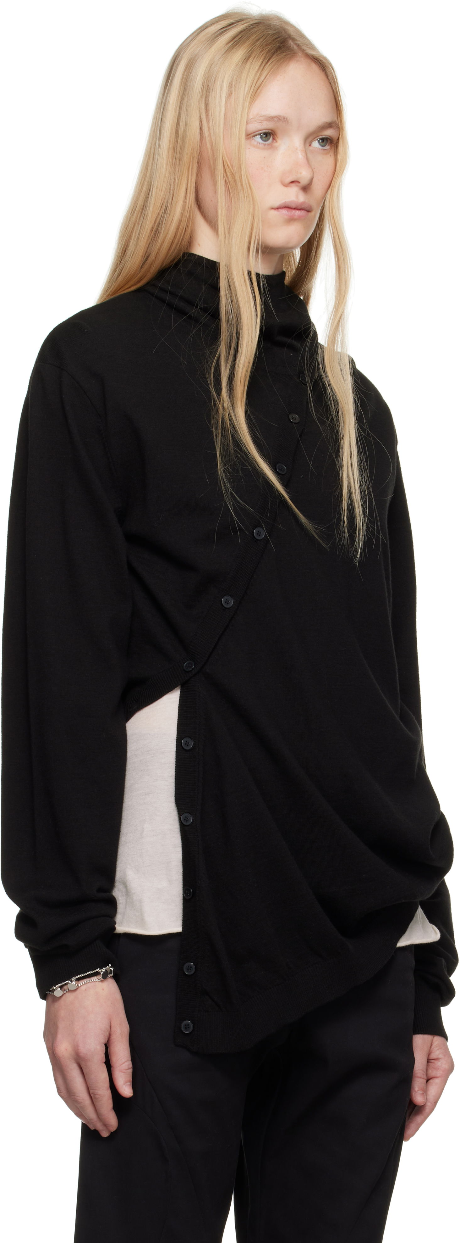 Cветр Post Archive Faction (PAF) 8.0 Center Knit Asymmetrical Hoodie by Post Archive Faction (PAF) чорний | 8.0 KHC-B, 1