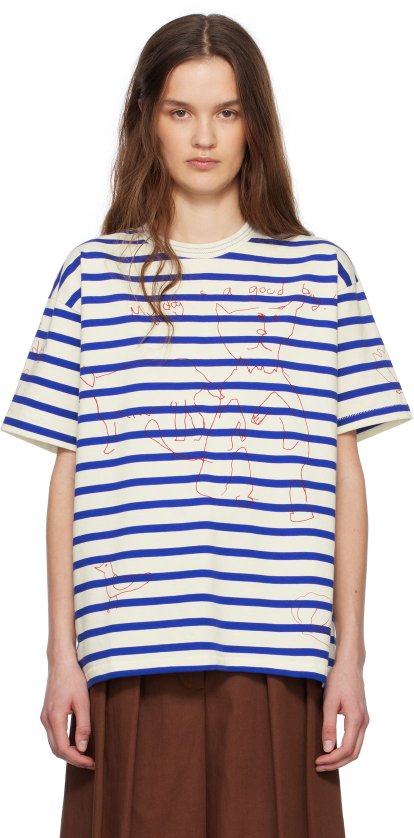 Футболка Bode Bode Margate Striped T-Shirt білий | MRS25CS003