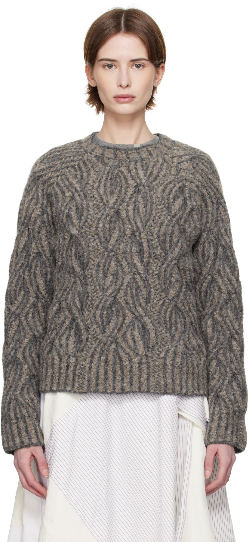 Cветр Eckhaus Latta Eckhaus Latta Plait Knit Sweater Сірий | 8110-EL-PS25-S -
