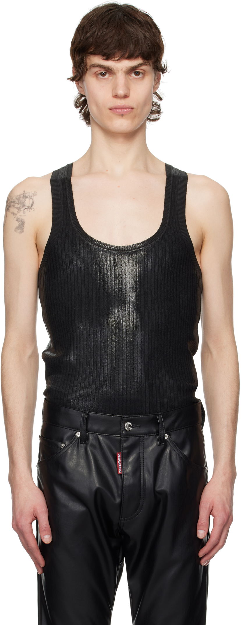 Безрукавка DSQUARED2 Dsquared2 Coated Ribbed Knit Tank Top чорний | S71HA1339-D13114-900