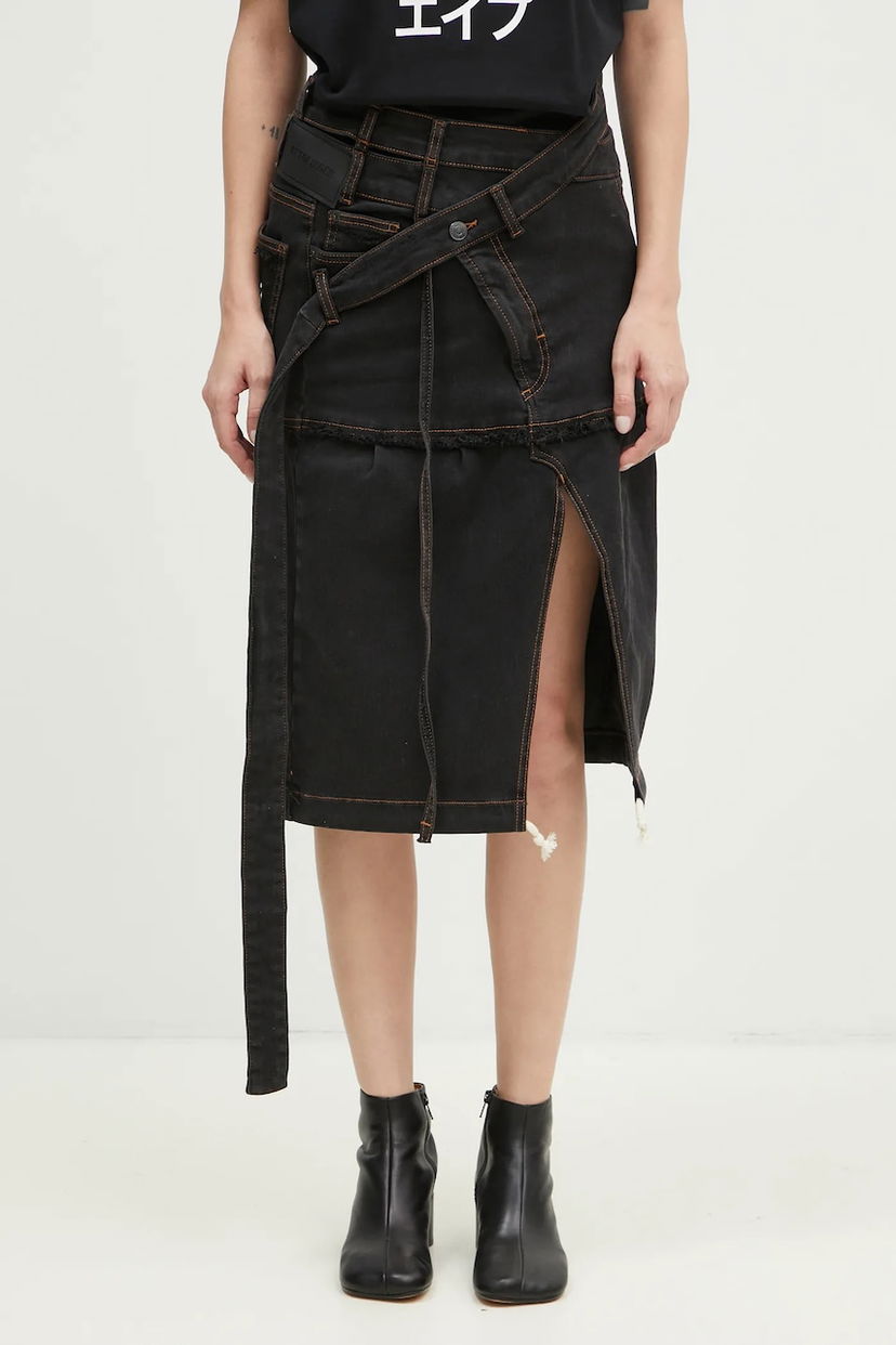Спідниця Ottolinger Ottolinger Signature Wrap Denim Midi A-Line Skirt чорний | 2217040111
