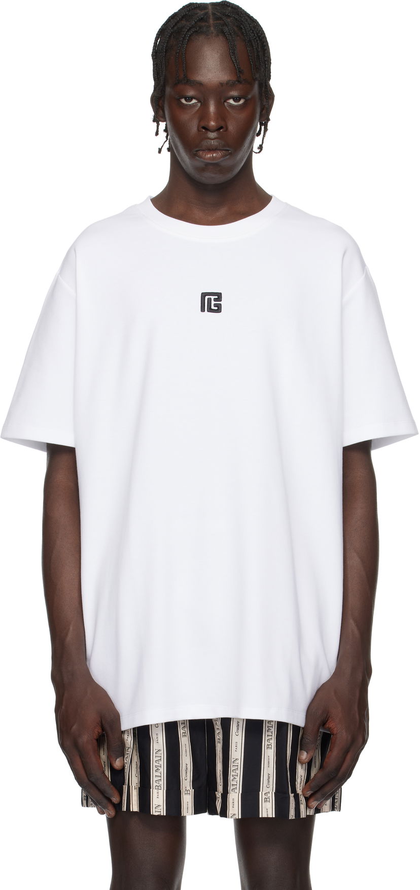 Футболка Balmain 'PB' Embroidered T-Shirt білий | EH1EG010BC87