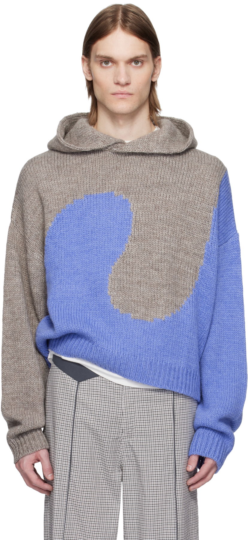 Cветр ERL ERL Bicolor Swirl Knit Hoodie Синій | ERL10N009
