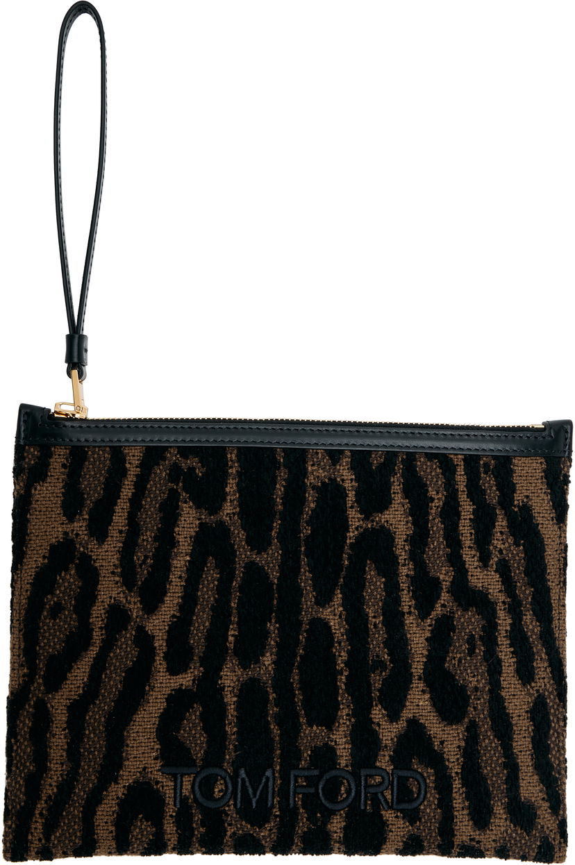 Гаманець Tom Ford TOM FORD Leopard Jacquard Wristlet Pouch Коричневий | S0522-TSY057G