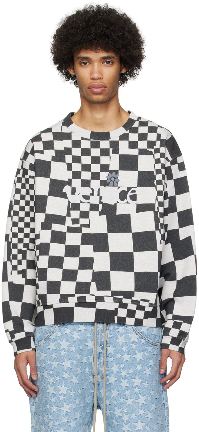 Світшоти ERL 'Venice' Checkerboard Print Sweatshirt Сірий | ERL08T023