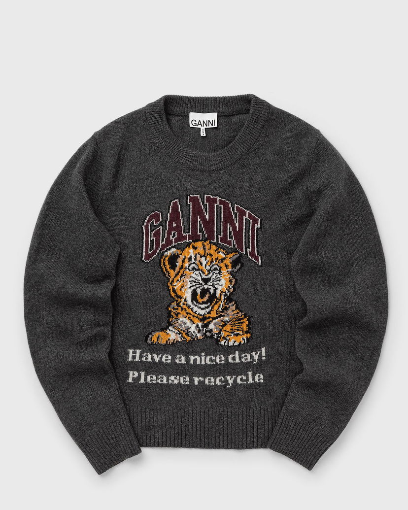 Світшоти GANNI Graphic Wool Mix Tiger Crewneck чорний | K2278-084