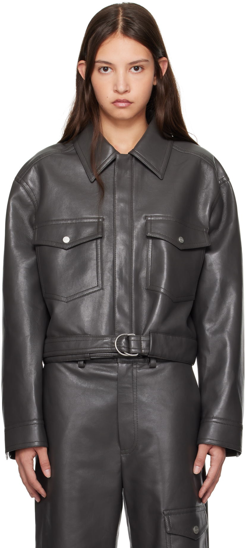 Комбінезон Nanushka Nanushka Zaria Leather Jacket Сірий | NW24FWOW37669