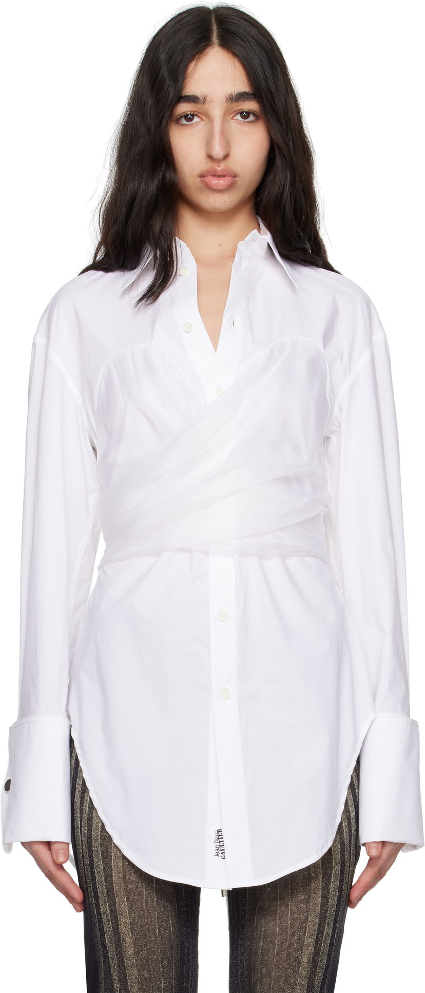 Сорочка Jean Paul Gaultier Jean Paul Gaultier Long Draped Shirt білий | 25/34-F-CH082-C071-01