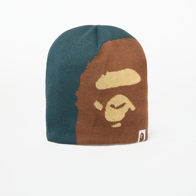 Шапка BAPE A BATHING APE Ape Head Knit Beanie Коричневий | 001HTL301005MGRN