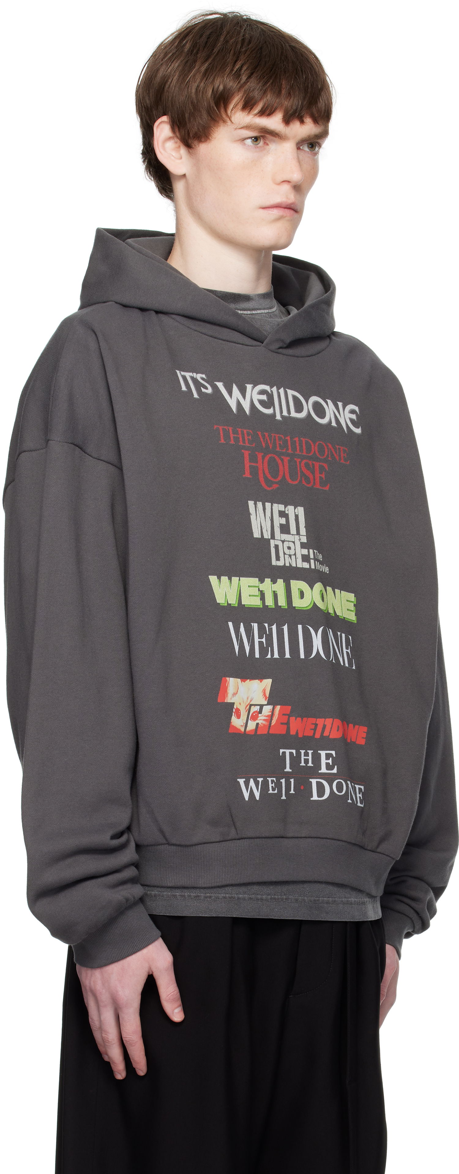 Світшоти We11done We11done Multi Logo Print Hoodie Сірий | WD-TH2-25-832-U-GY, 1
