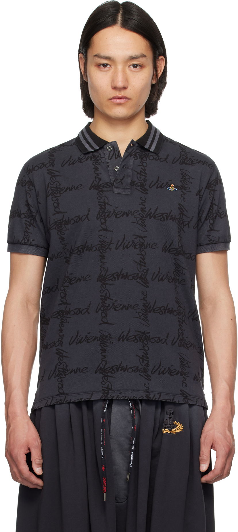 Сорочка поло Vivienne Westwood Vivienne Westwood Classic Signature Polo Сірий | 2H01000I-J008T-