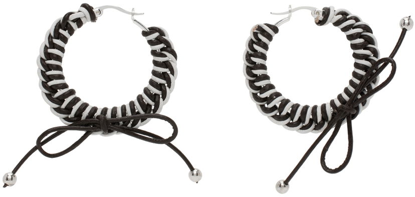Сережки Chopova Lowena Nimbus Mini Hoop Earrings with Leather Braid чорний | 6510