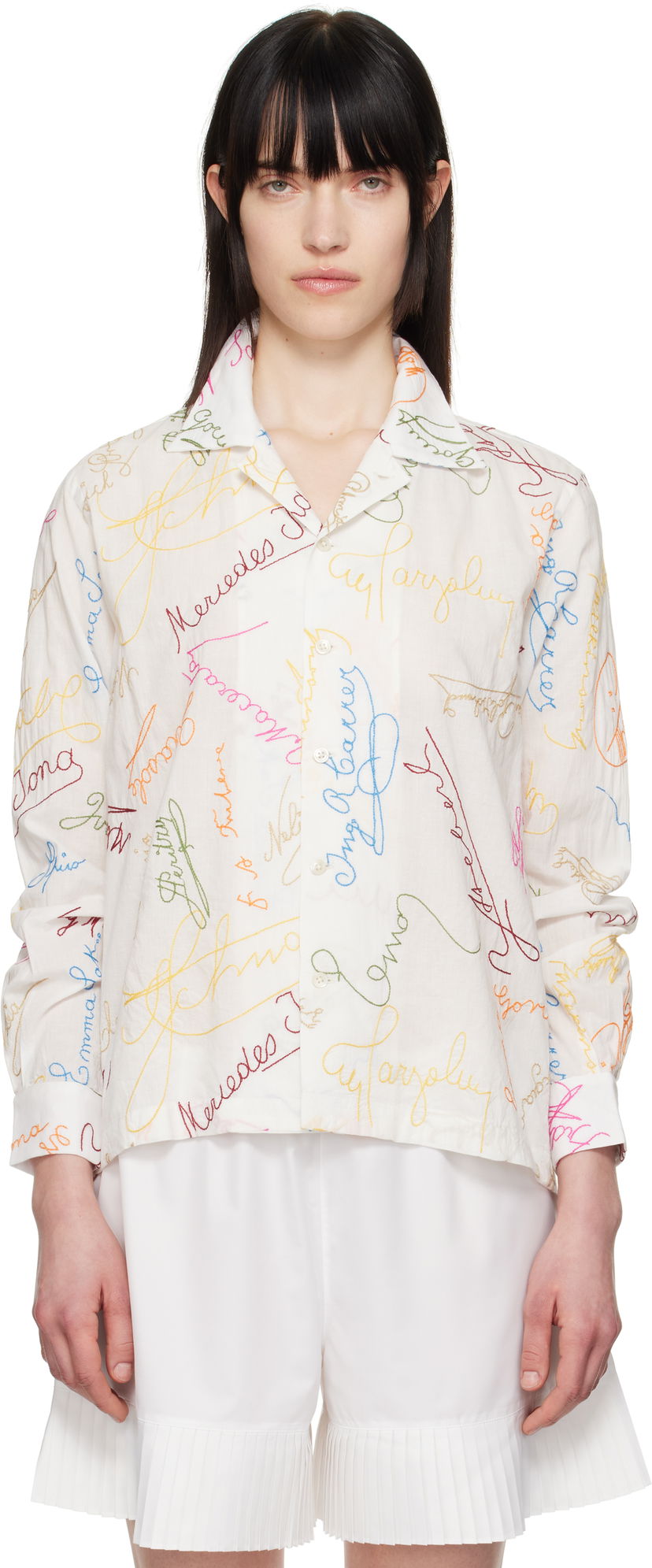 Сорочка Bode Bode Signature Scrawl Button-Down Shirt білий | MRS25SH015