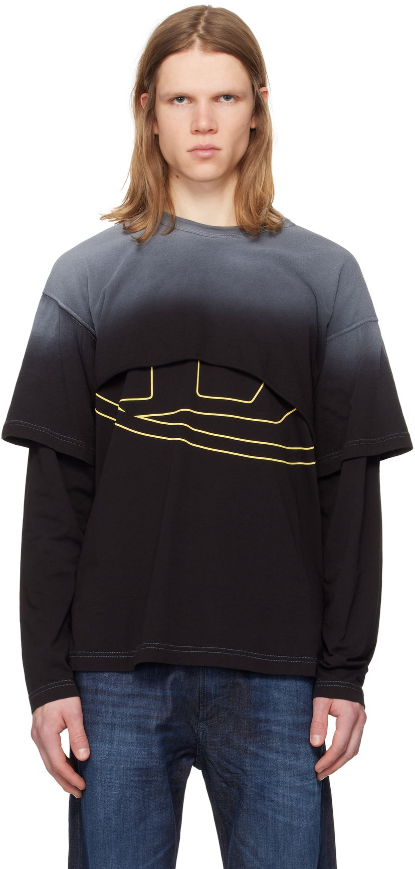 Футболка Diesel Diesel T-Besh Cut Long Sleeve T-Shirt чорний | A16133-0KNAQ-9XX